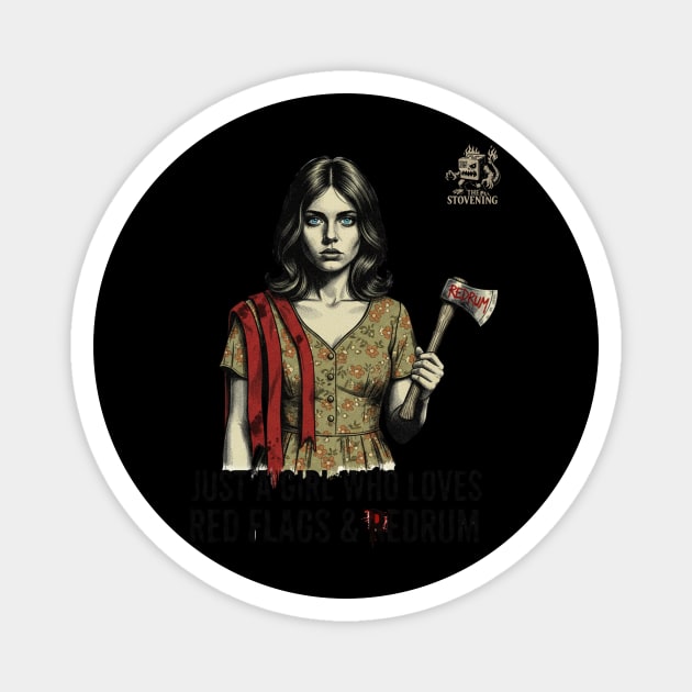 Just A Girl Who Loves Red Flags & Redrum Magnet by Randy 's Store